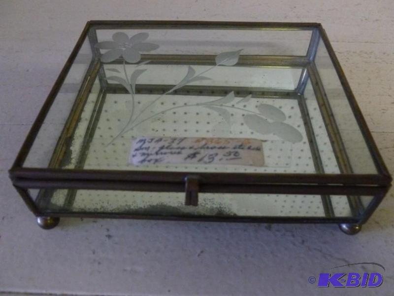 lot 147 image: Vintage etched glass and brass bodied flip li...