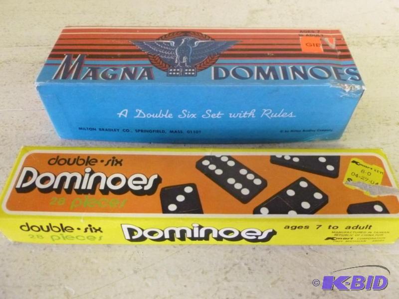 lot 172 image: Lot of two boxes of wooden dominoes that incl...