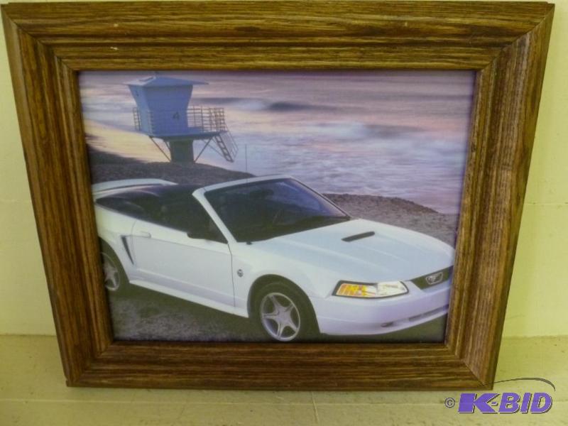 lot 234 image: Ford Mustang solid wood framed picture that m...