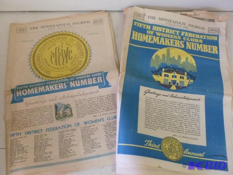 lot 267 image: Lot of two The Minneapolis Journal newspapers...