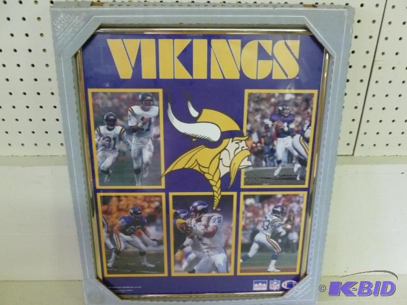 lot 66 image: Collectible Minnesota Vikings 1988 framed pos...