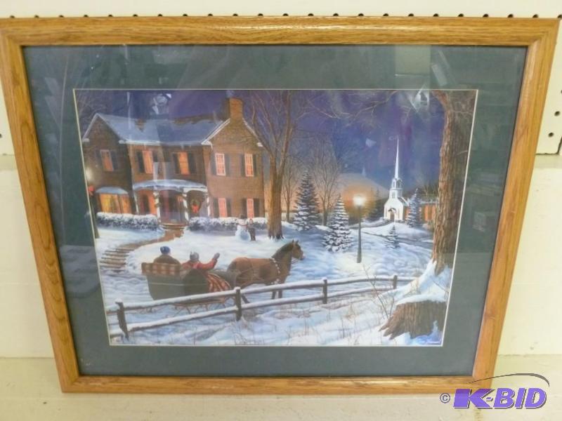 lot 68 image: Jim Hansel - Winter Wonderland wood framed an...
