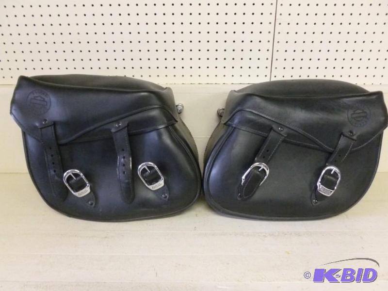 lot 7 image: A pair of Harley Davidson leather saddle bags...