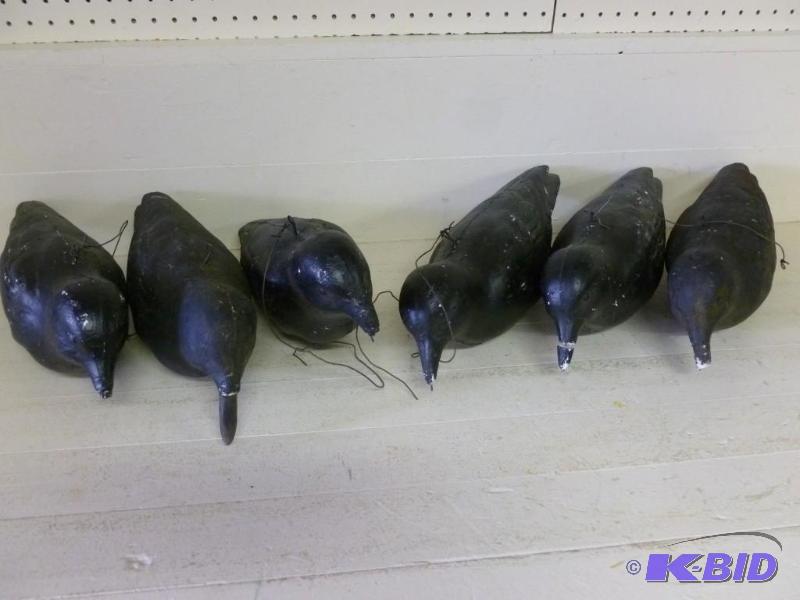 lot 75 image: Lot of six styrofoam crow decoys that measure...