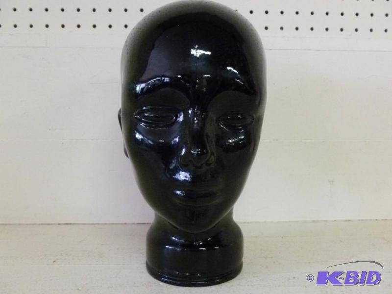 lot 80 image: Large glass hairdresser manikin that measures...