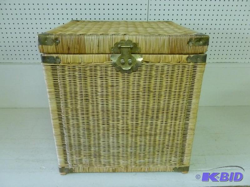 lot 84 image: Beautiful wicker with brass hardware storage ...