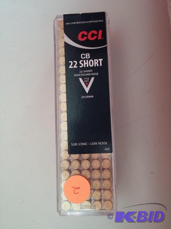 CCI .22 SHORT, BOX OF 100 ROUNDS...