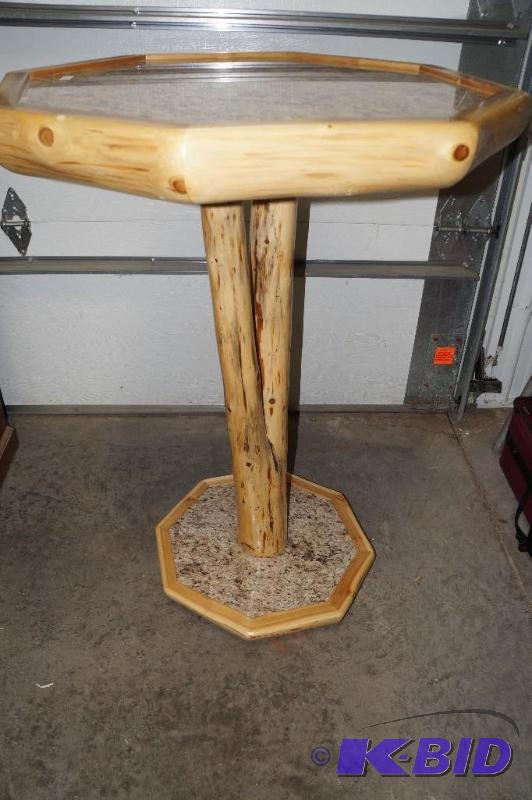 Granite and Pine Log Octagon High Table