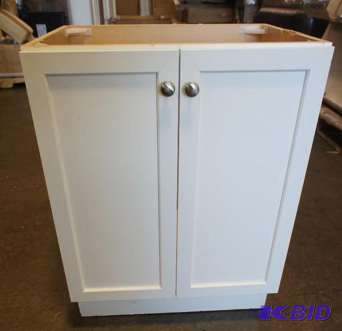 lot 21 image: Glacier Bay Vanity. Damage to top right. Dime...