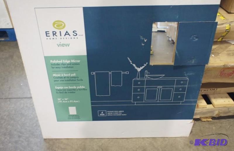 lot 30 image: Erias Polished Edge Mirror  36" x 36&qu...