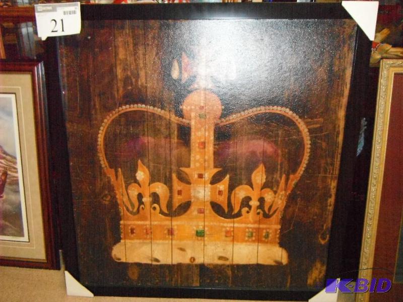 lot 21 image: 38&quotx38" Framed Crown Painting...