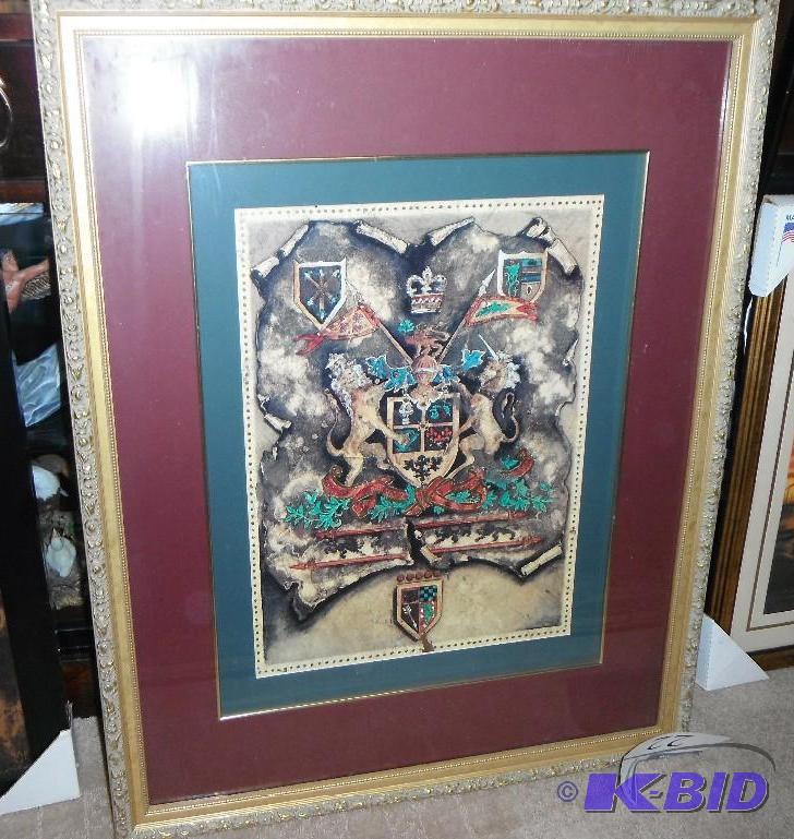 lot 22 image: 26.5&quotx32.5" Framed Royal Crest Pict...
