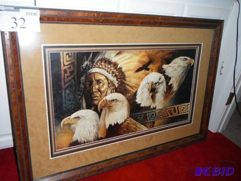 lot 32 image: 45.5&quotx30.5" Framed Lakota Twilight ...