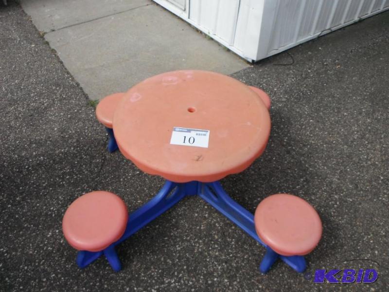 lot 42 image: Playskool Table with Four Connected Chairs&nb...