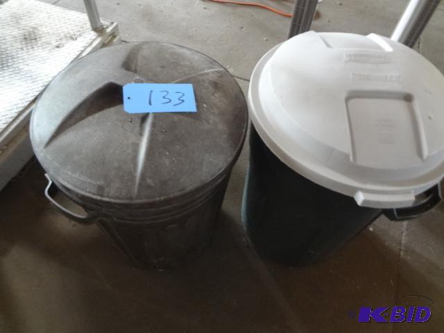2 garbage cans used for bird seed...