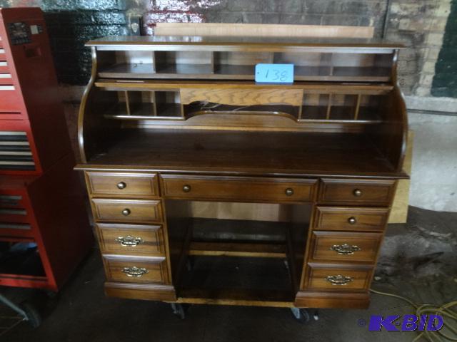 Dark Wood Roll-top Desk, wlight, smaller siz...