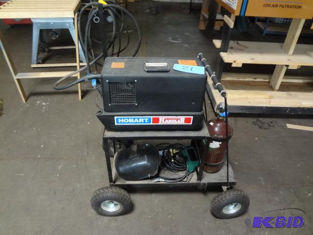 Hobart Handler Welder on cart, wmask, goggle...