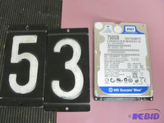 lot 53 image: Western digital 750G 2.5" SATA hard driv...