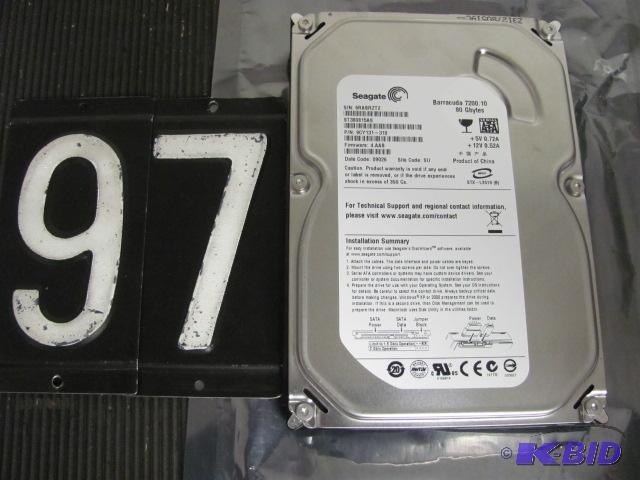 lot 97 image: Seagate 80G 3.5" SATA hard drive. Tested...