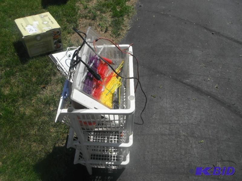 lot 111 image: Plastic Storage tower with various items incl...