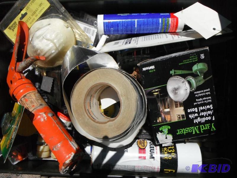 lot 118 image: Drawer lot with various items including Tape,...