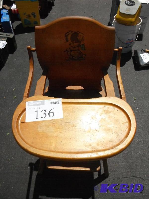 lot 136 image: 17&quotx18&quotx18 12" Wooden Highcha...