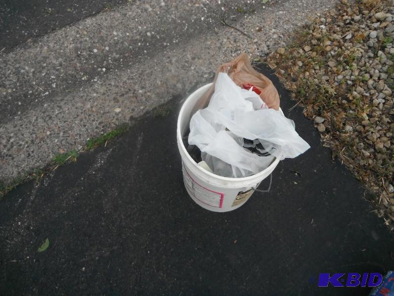 lot 151 image: Bucket with various items including Gloves, W...