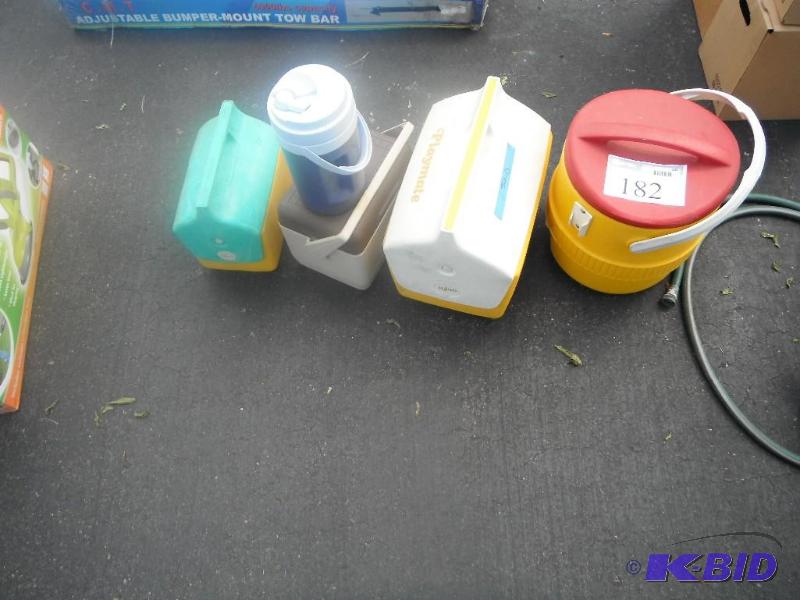 lot 182 image: An assortment of items including 3 Coolers an...