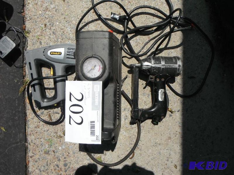 lot 202 image: 2 Staplers, 1 Air Compressor...