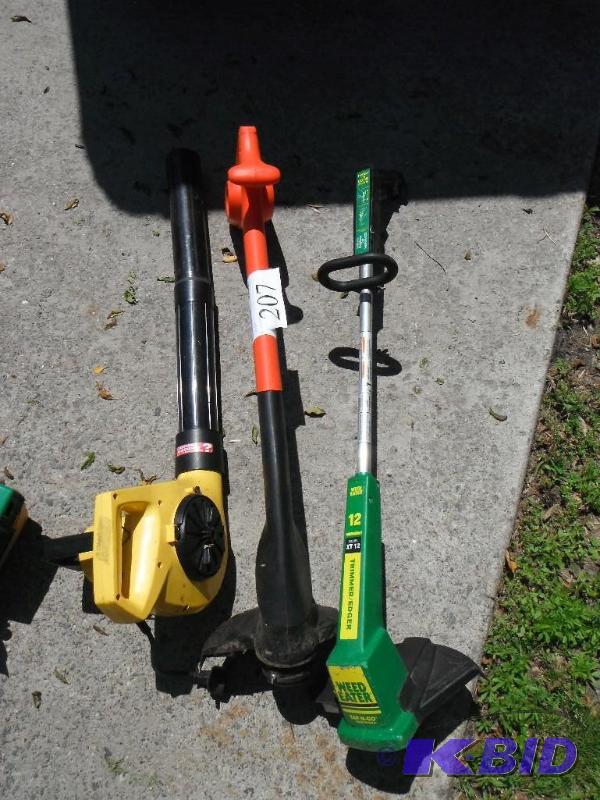lot 207 image: 1 Blower, 2 Weed Wackers...