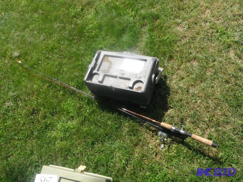 lot 294 image: Tackle box and Fishing Rod and Reel...