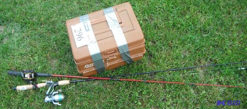 lot 296 image: Tackle Box and 2 Fishing Rods and Reels...