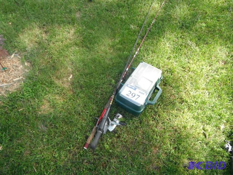 lot 297 image: Tackle Box and 2 Fishing Rods and Reels...