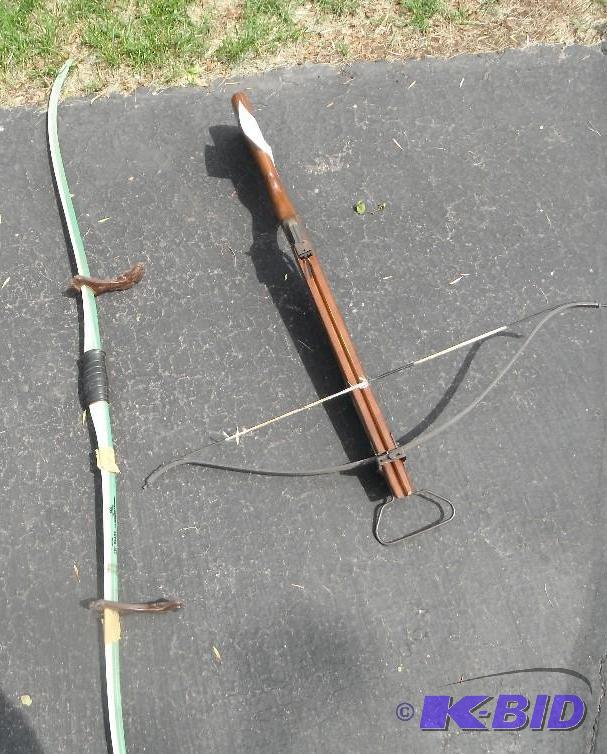 lot 3 image: Wooden Crossbow and a Ben Pearson Super-Jet 3...