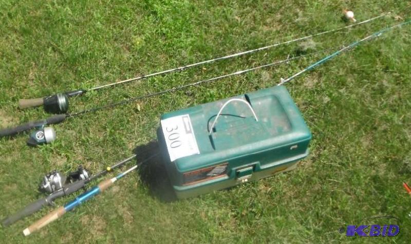 lot 300 image: Tackle Box and 5 Fishing Rods and Reels...