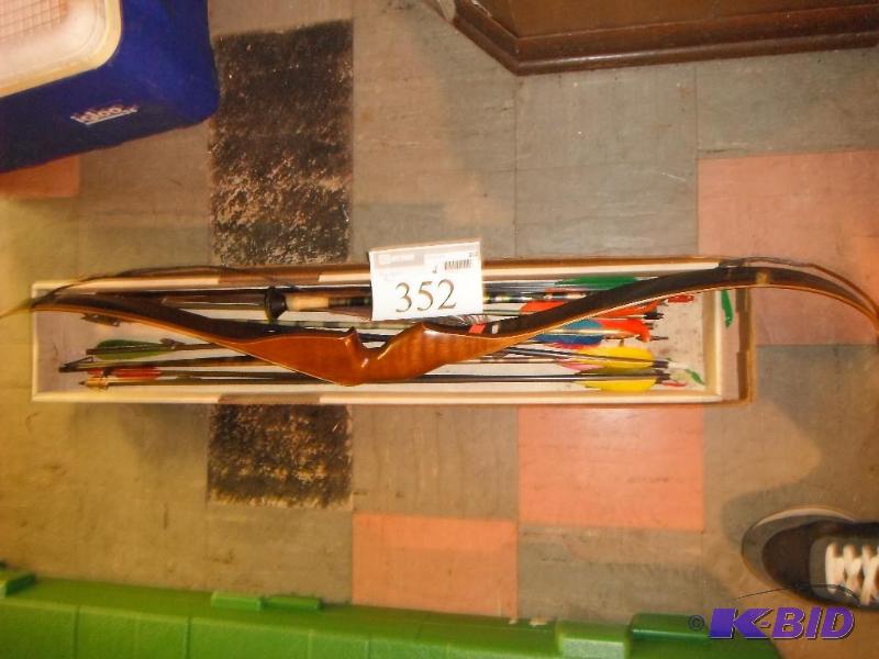 lot 352 image: Box of Arrows and a Recurve Bow...
