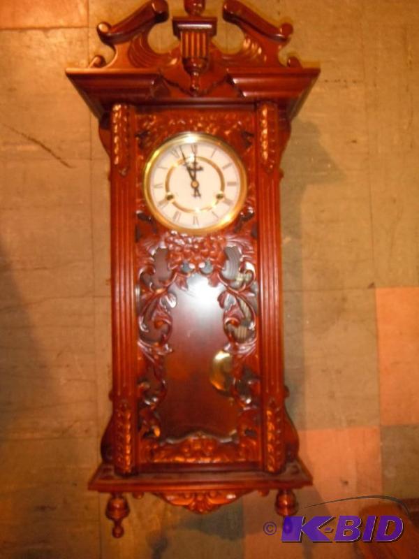 lot 356 image: Antique wooden decorative&nbspclock...