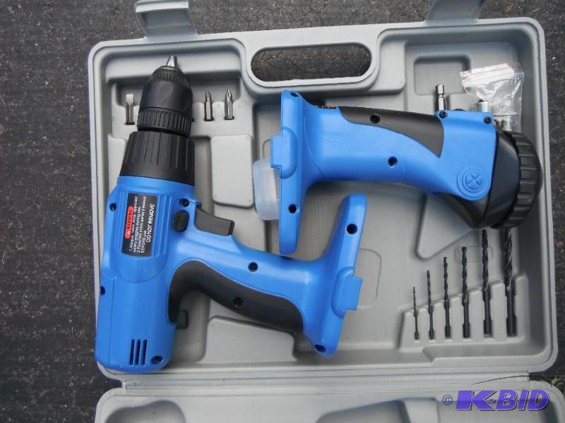 lot 55 image: Cordless Drill with Various Drill Bits...