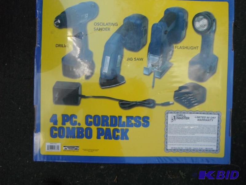 lot 57 image: 4 Piece Cordless Combo Pack Including Drill, ...