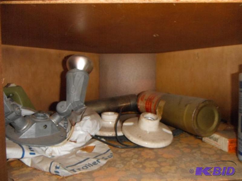 lot 75 image: Shelf Lot with various items including Lighti...