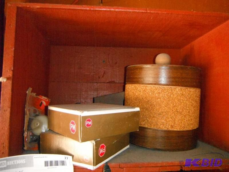 lot 77 image: 2 Shelves with Containers and various other i...