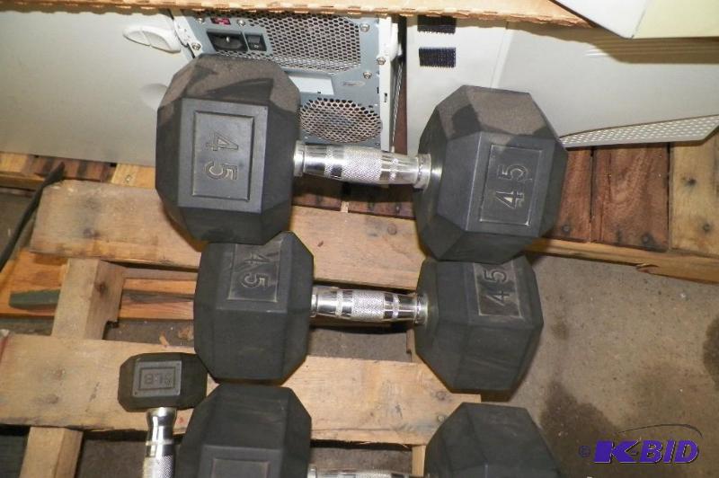 lot 91 image: 45lbs. Rubber Dumbbell Set