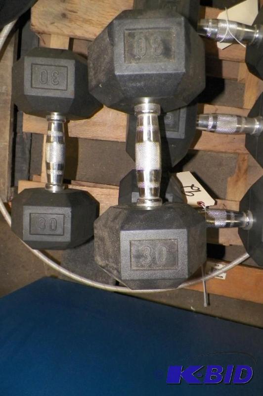 lot 94 image: 30lbs. Rubber Dumbbell Set