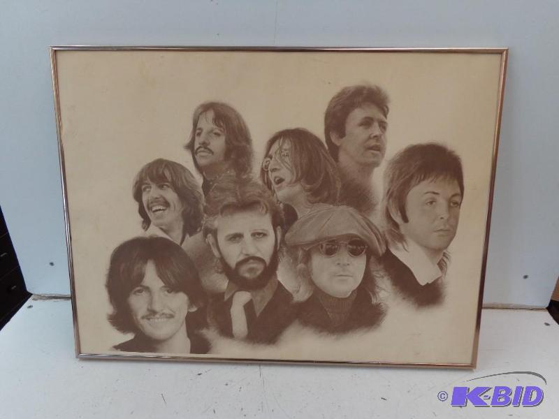 Large Picture of The Beatles in a Frame Two A...