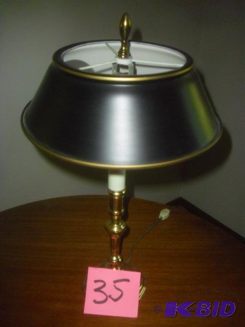Nice brass lamp with black metal shade. 17 in...