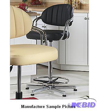 NEW Black Like Leather and Chrome Bar Stool w...