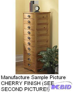 Cherry Finish 10 Drawer Taboret Cabinet - Whe...