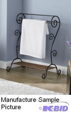 Scrolled Bath Tower Rack - Brown Wicker Stora...
