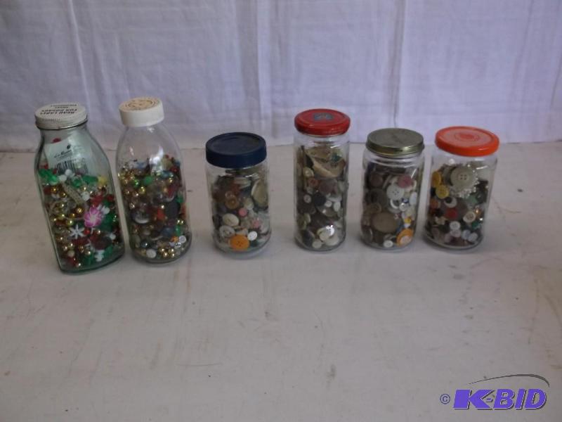 Vintage 6 jars full of Buttons &amp beads....