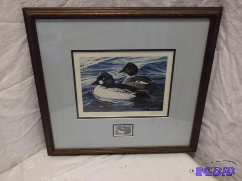 Very nice 1987 Duck stamp print with stamp si...
